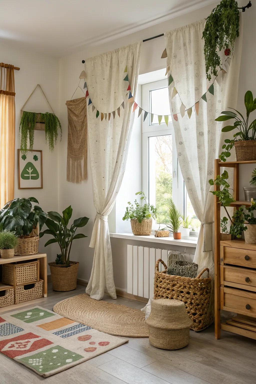 Choose eco-friendly style with repurposed material window treatments.