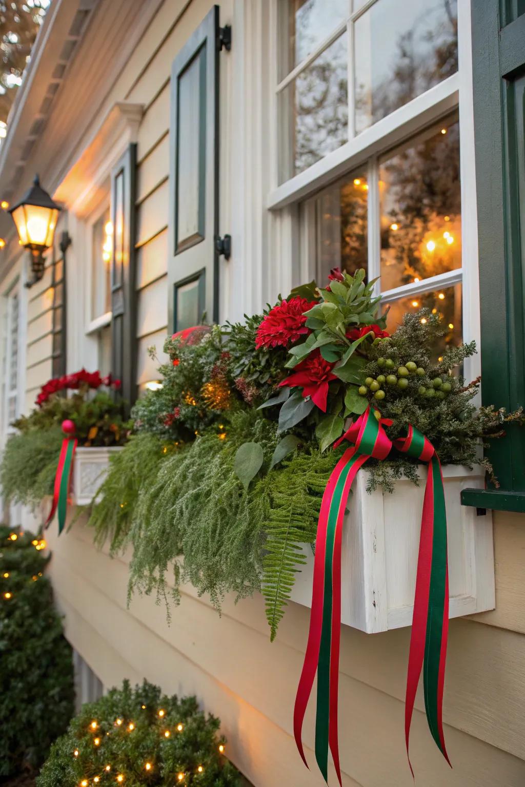 Holiday cords wrap this window box with cheerful warmth.