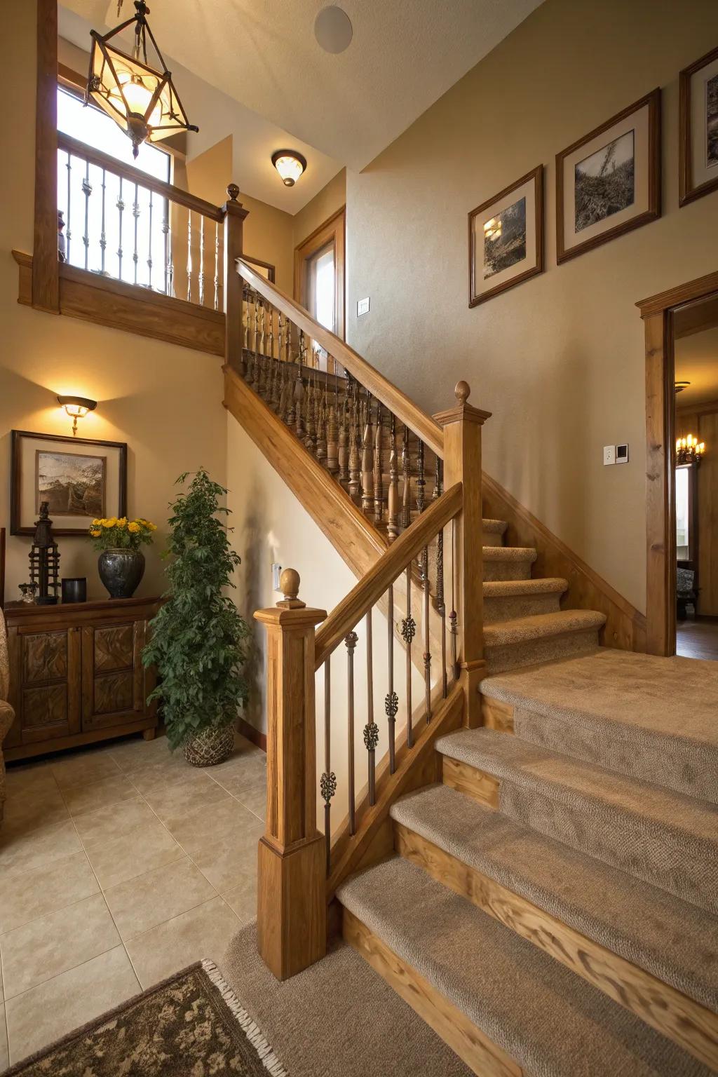 Natural feel: railings with an unaltered wood finish.