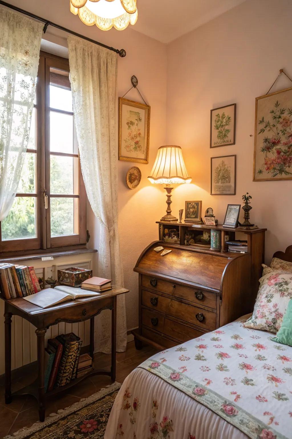 Vintage treasures add a sense of history and character.