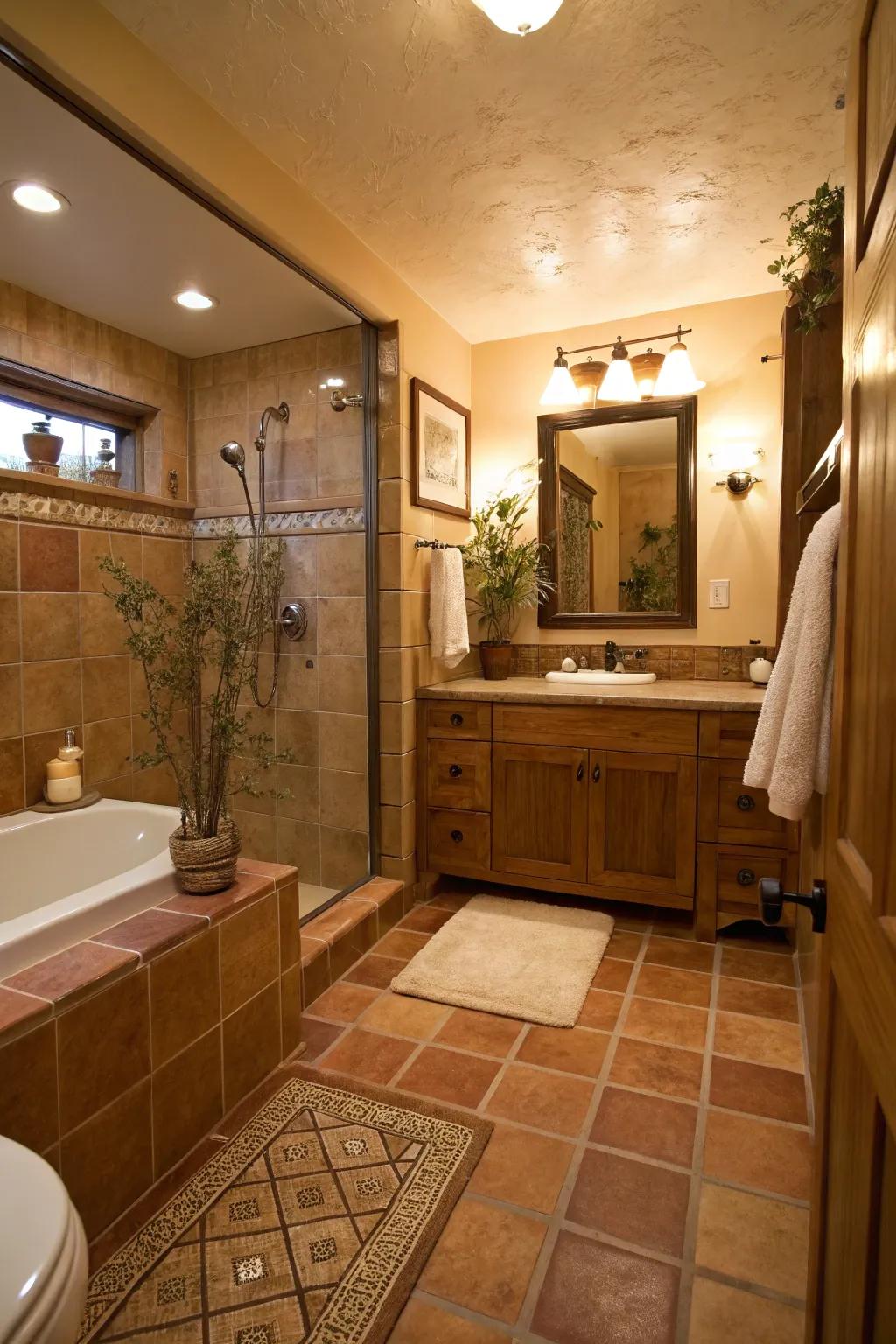 Radiant floor heating adding luxury and comfort to the bathroom.