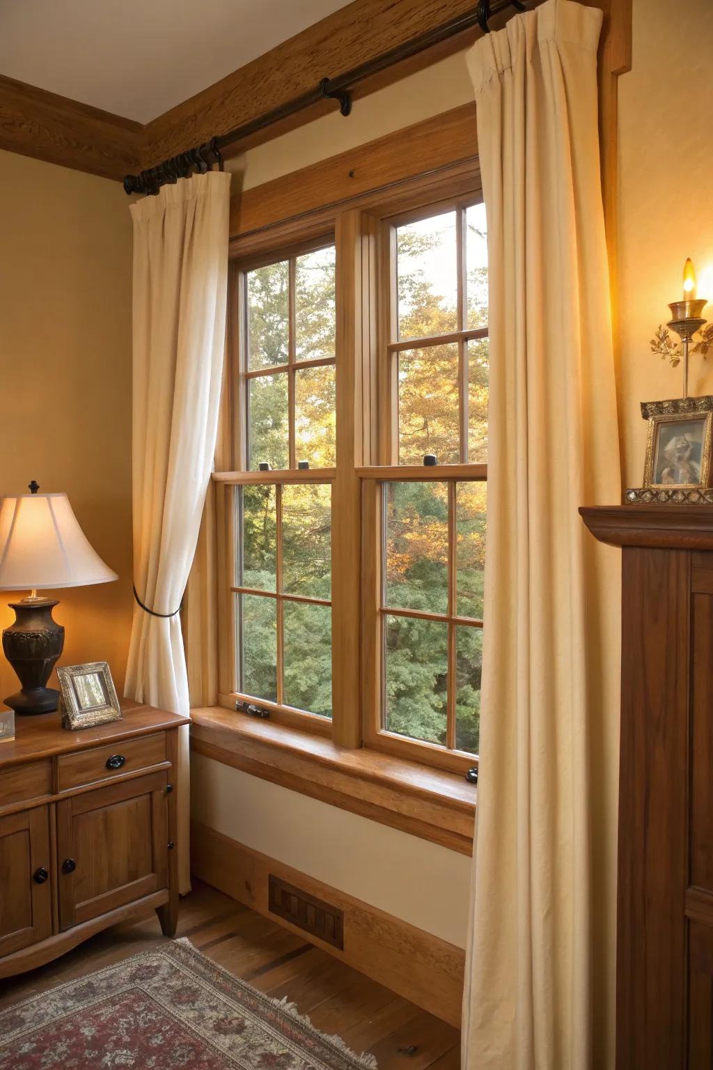 Pure wood trim introduces comfort to any decorating.