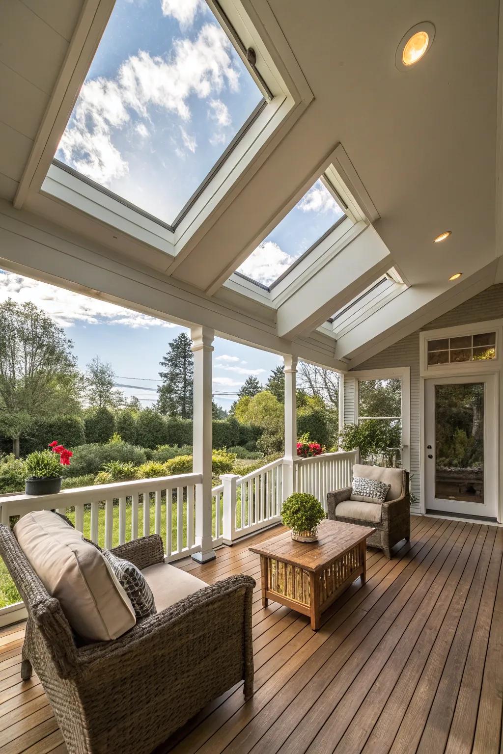 Skylights providing a celestial view and added brightness.