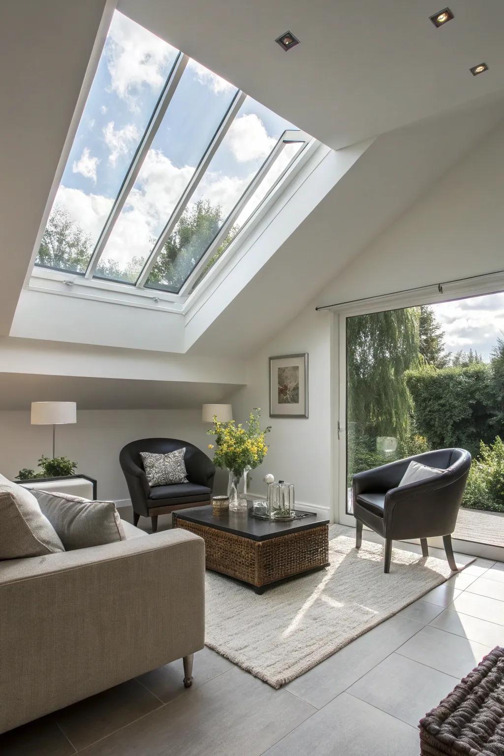 Skylights for a bright feeling.