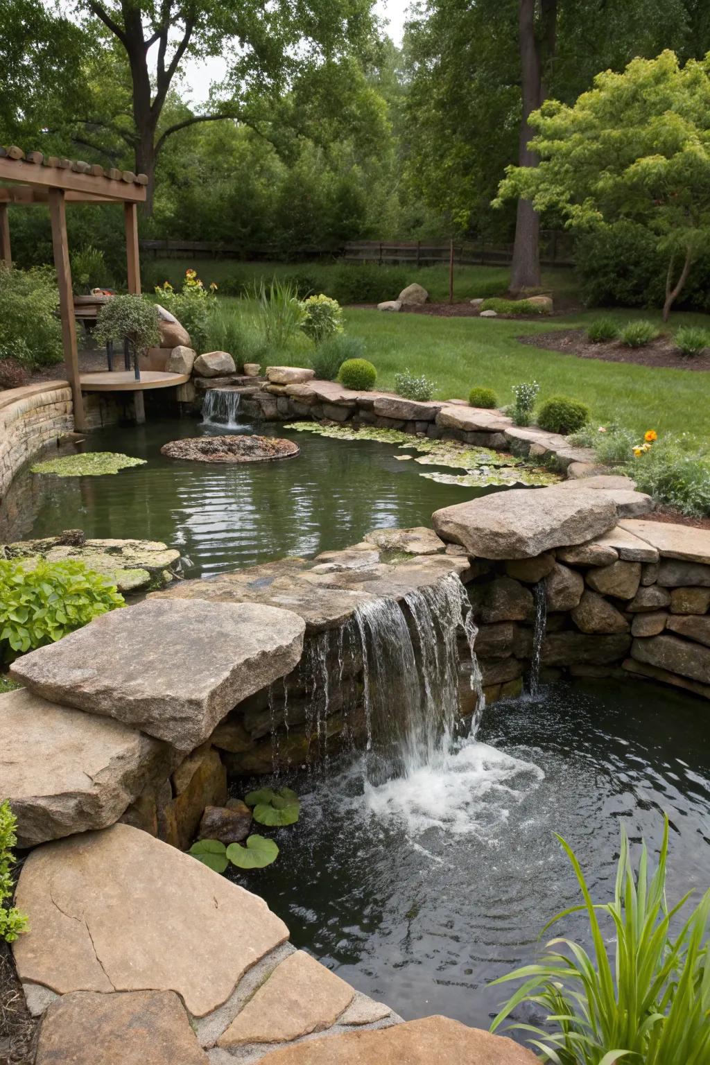 Overflow design gives this pond a spacious, luxurious feel.