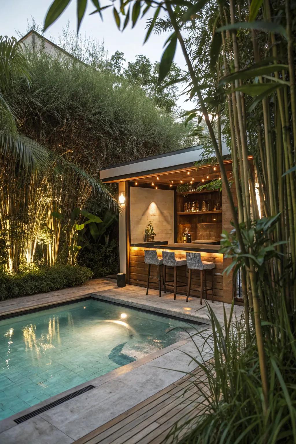 A secluded bar area offers a private oasis for relaxation.