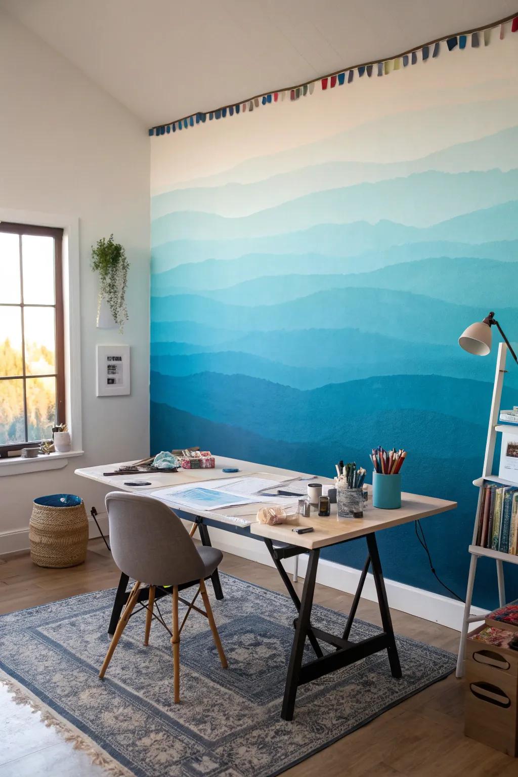 The gradient effect provides a gradual transition for an airy sensation.