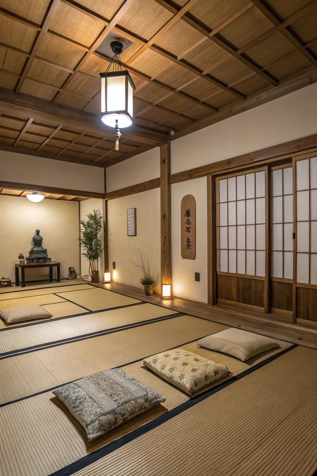 Woven straw mats add traditional comfort and authenticity.