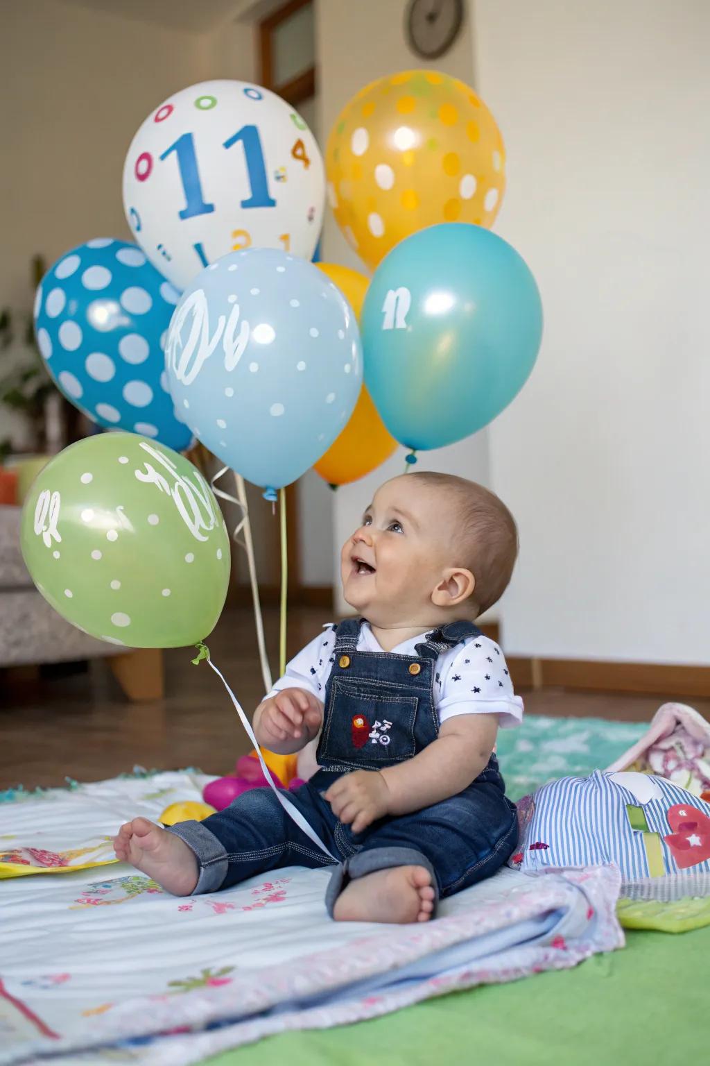 Balloons bring a festive vibe to monthly photographic sessions.