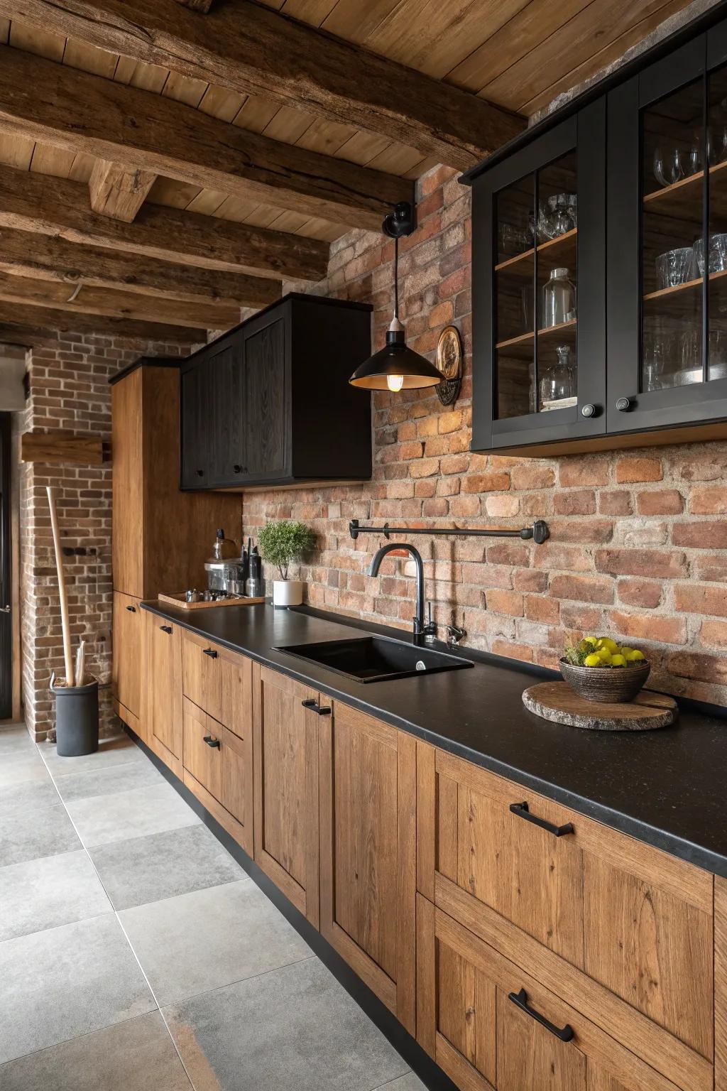 Concrete backsplashes add rustic texture and character.