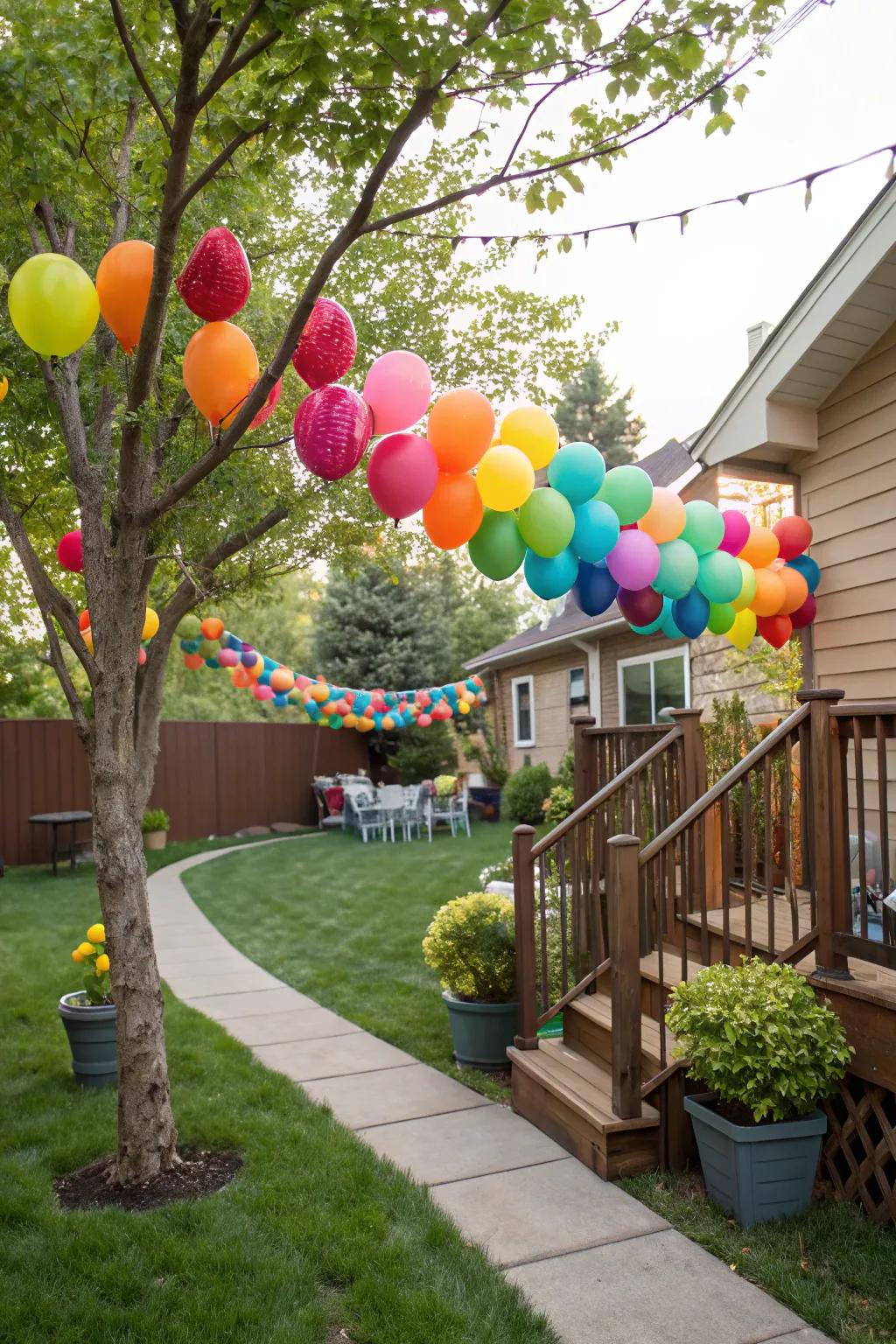 Inflated decorations add a splash of color and festivity.