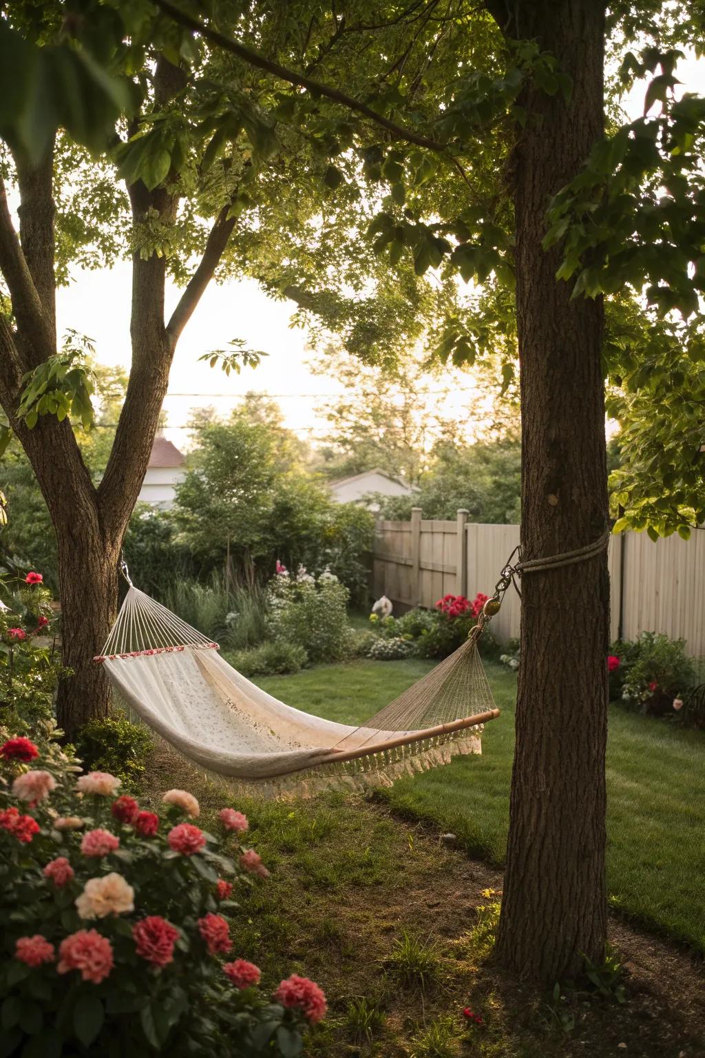 A swinger is the ultimate symbol of relaxation in a backyard.