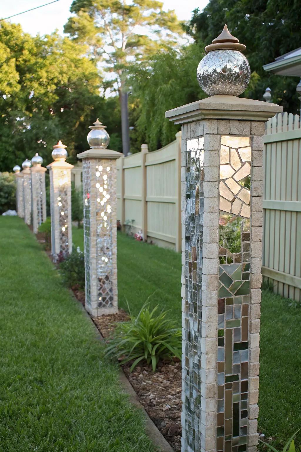 Make your backyard an interesting space with mirrored post designs.