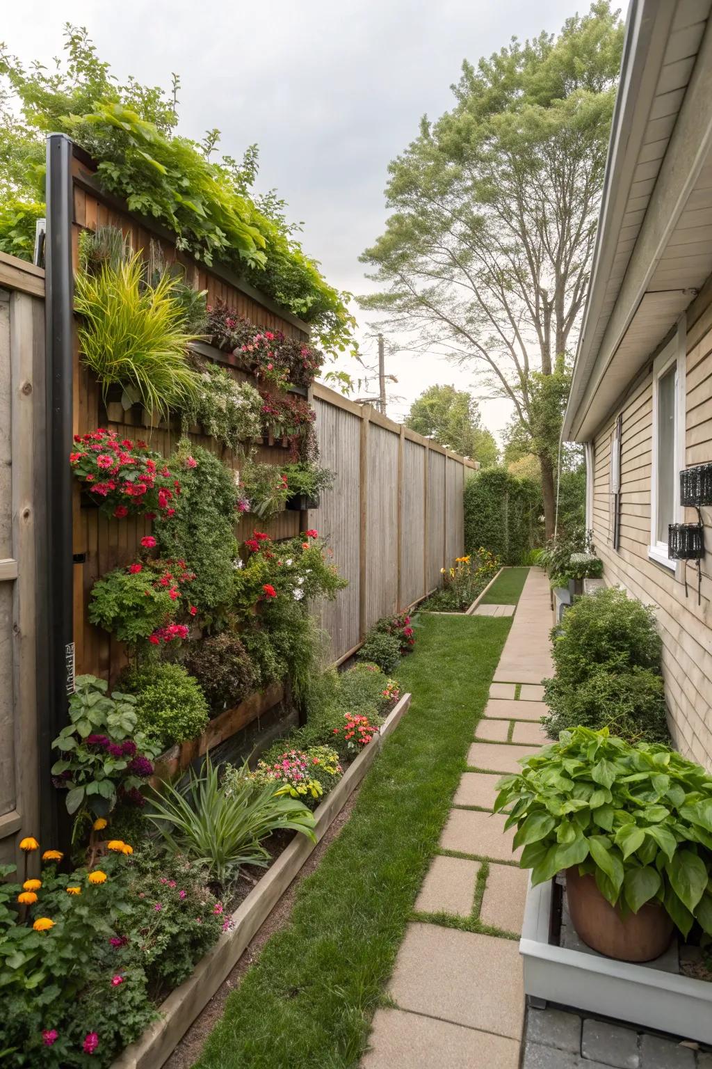 Upright gardens provide privacy in small spaces.