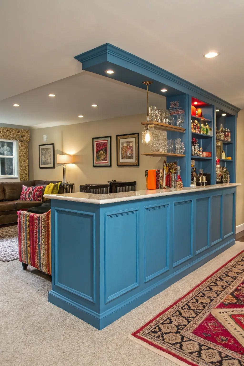 A bar exhibiting a bold vibrant accent that captures attention.