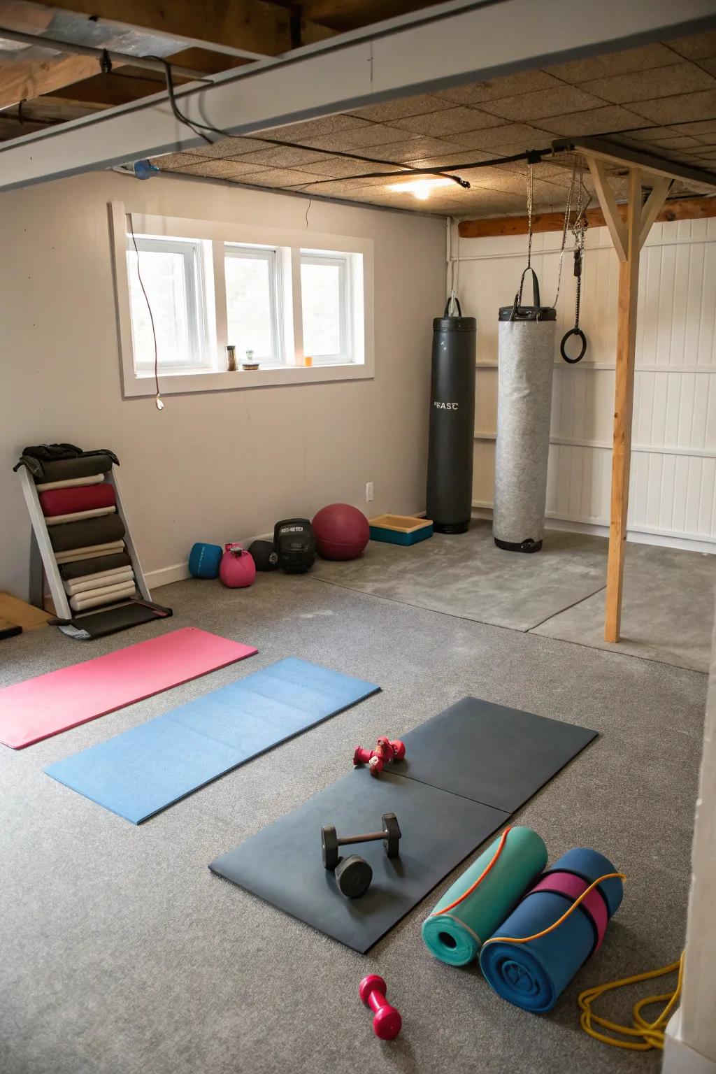 A mini gym area supports active play and physical development.