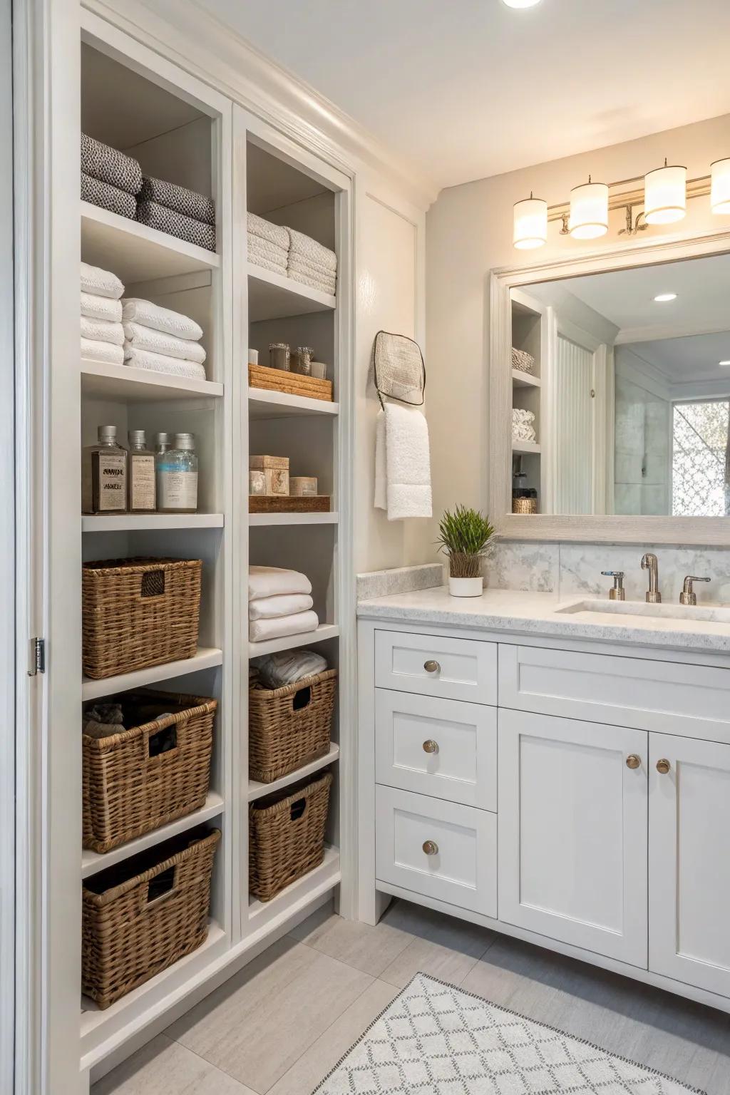 Custom storage options enhance function and keep your bathroom arranged.