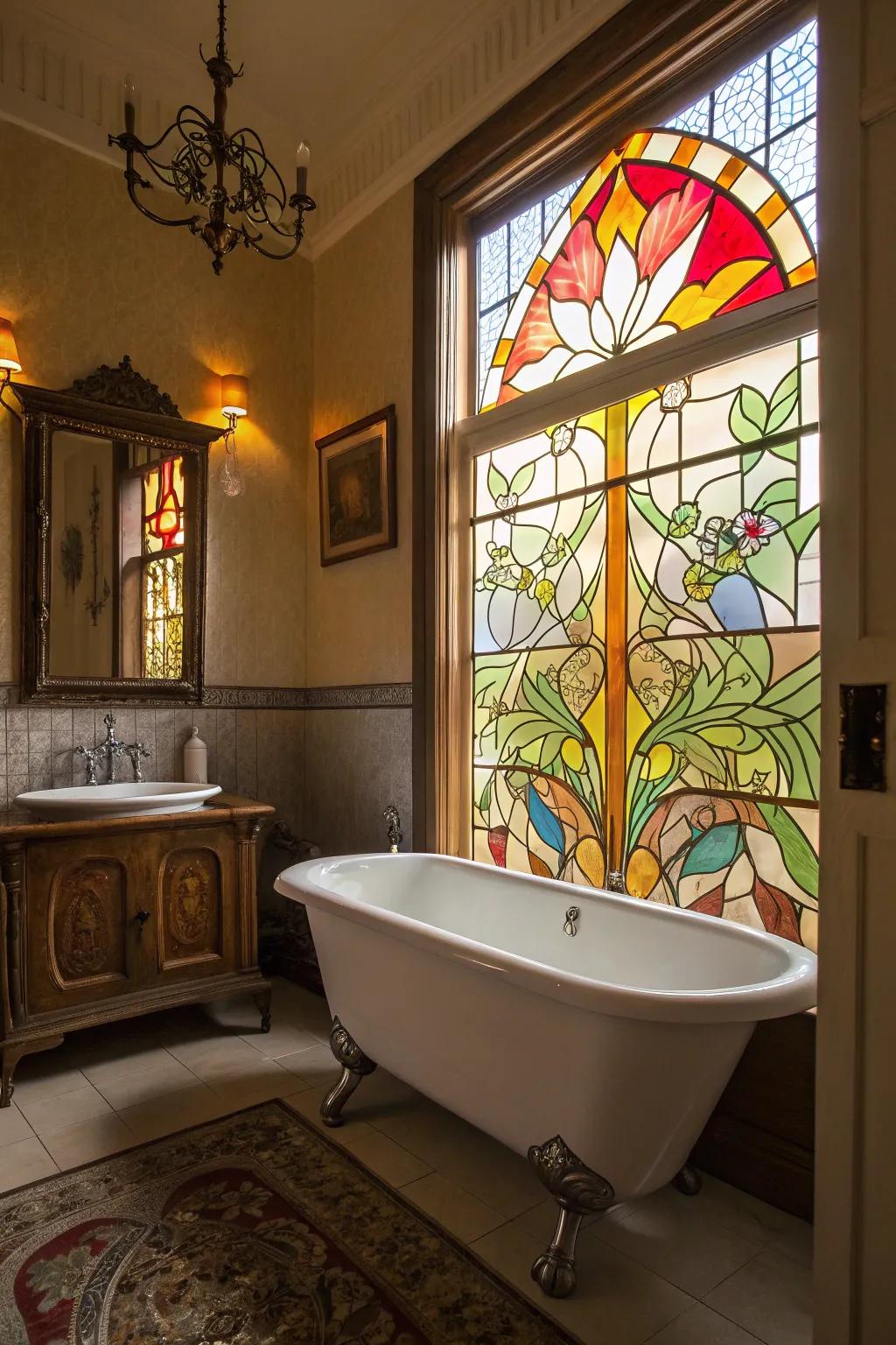 Artistic flair: Stained glass enhances your window as a focal point.