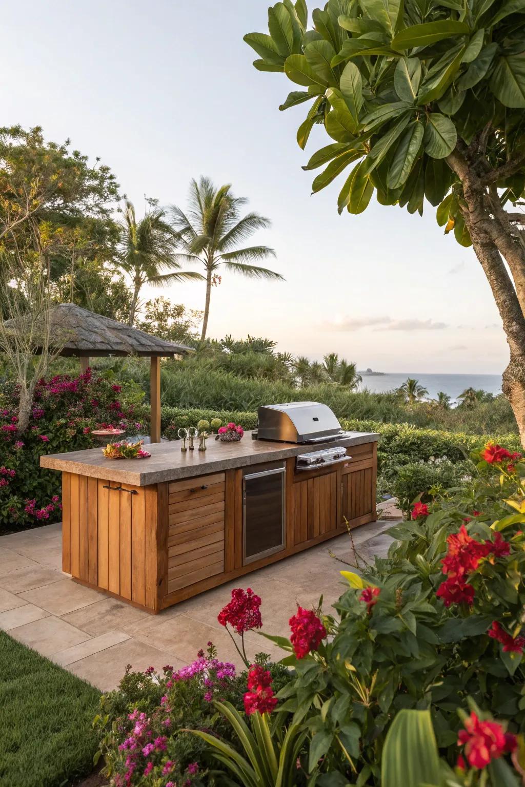 Bring natural beauty to your BBQ area with tropical wood.