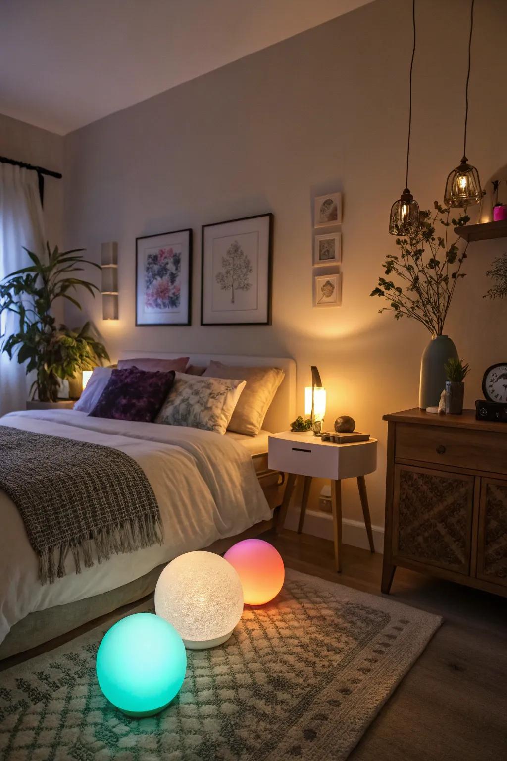 Chromatic bulbs allow for personalized atmospheres.