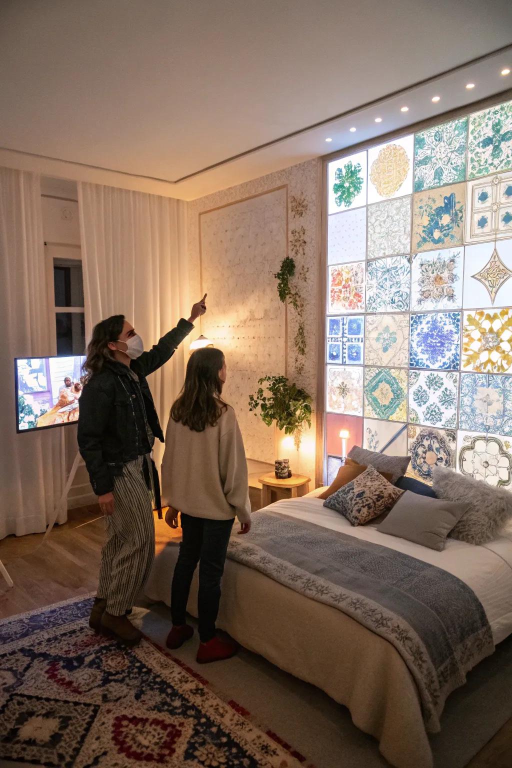 Interactive art transforms your bedroom into a stimulating space.