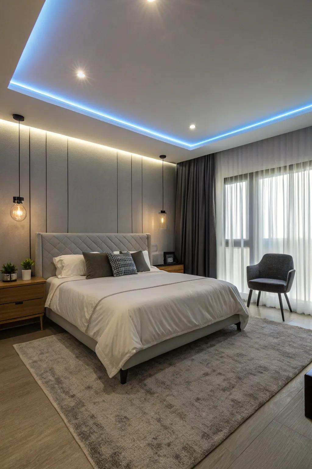 Enhance contemporary aesthetics via light emitting diode strip lighting.