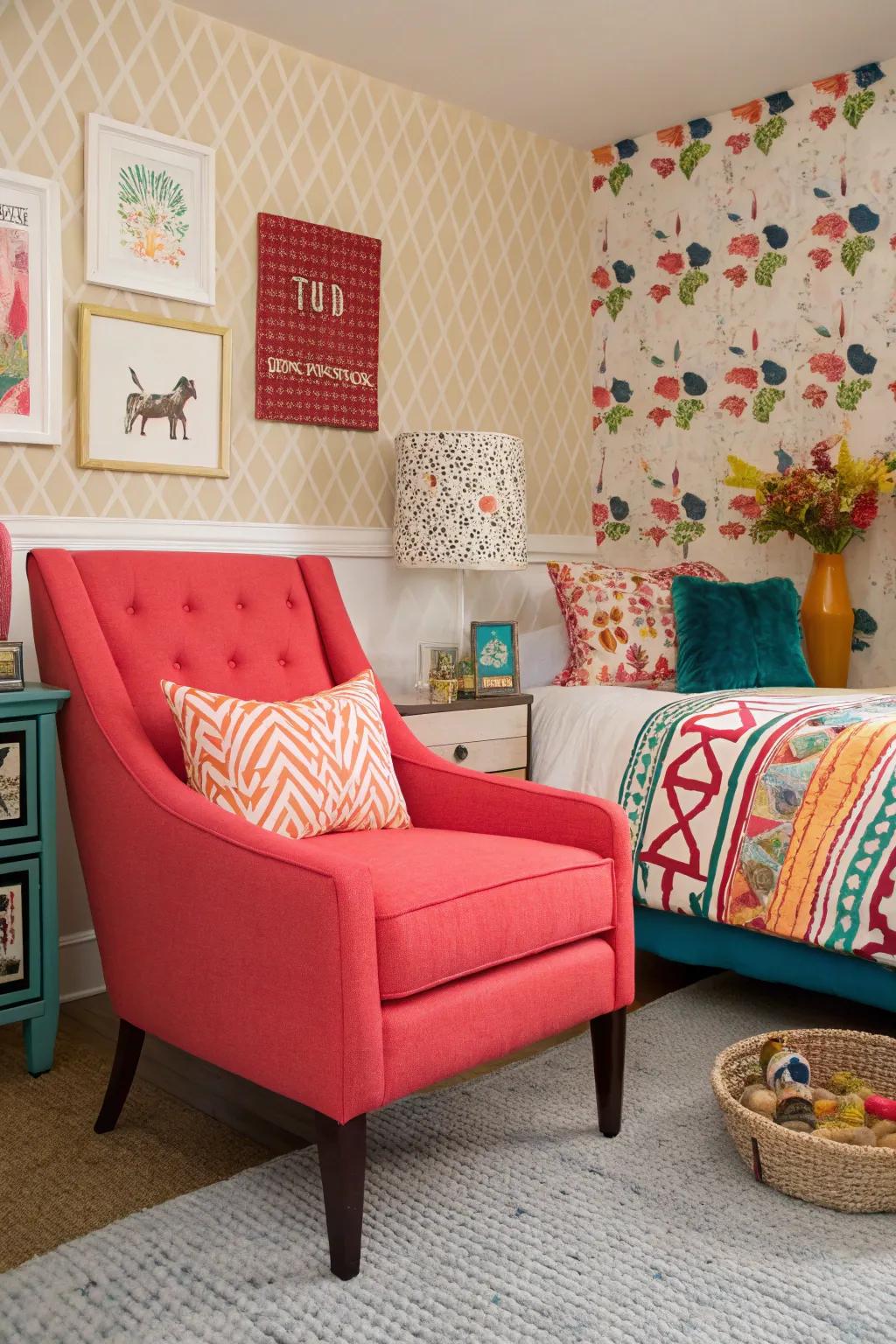 Statement chairs bring bold colors and unique patterns to your decor.