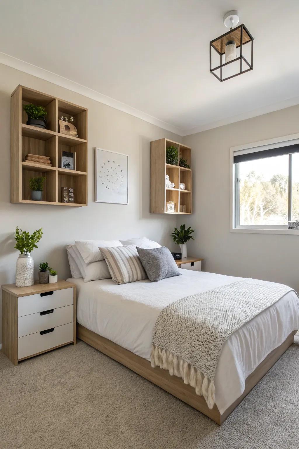 Accomplish a contemporary aesthetic through floating cubby magic.
