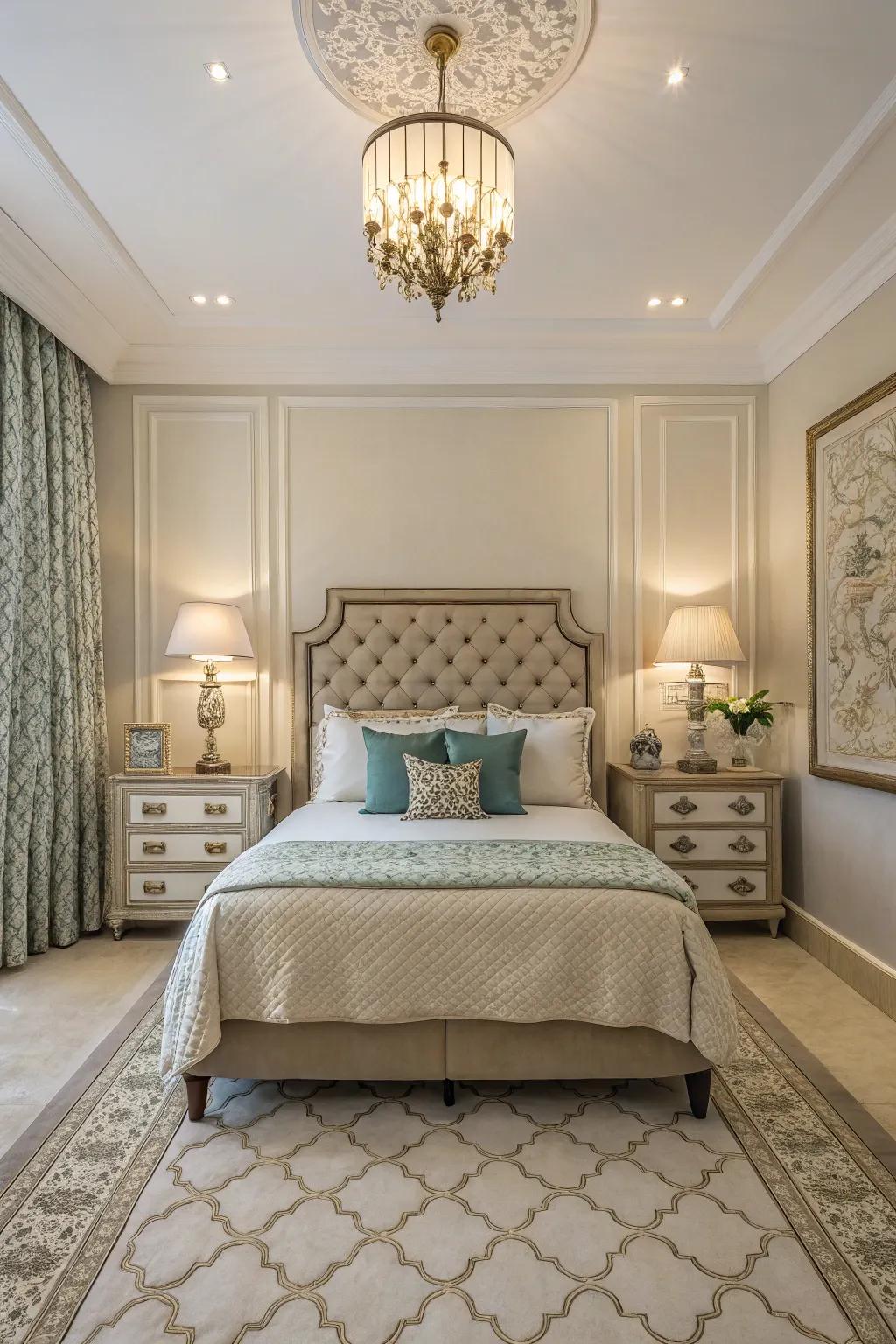 Symmetrical design elements bring harmony and balance to this inviting bedroom.