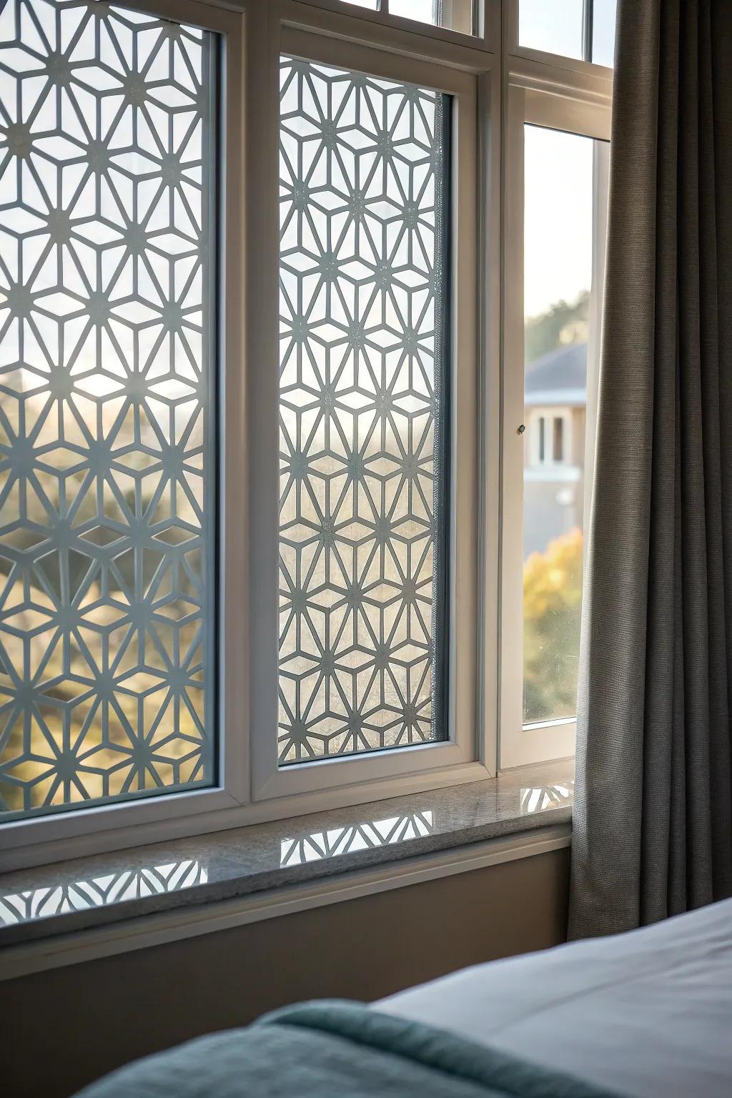 Window film adds a modern edge with personalized designs.