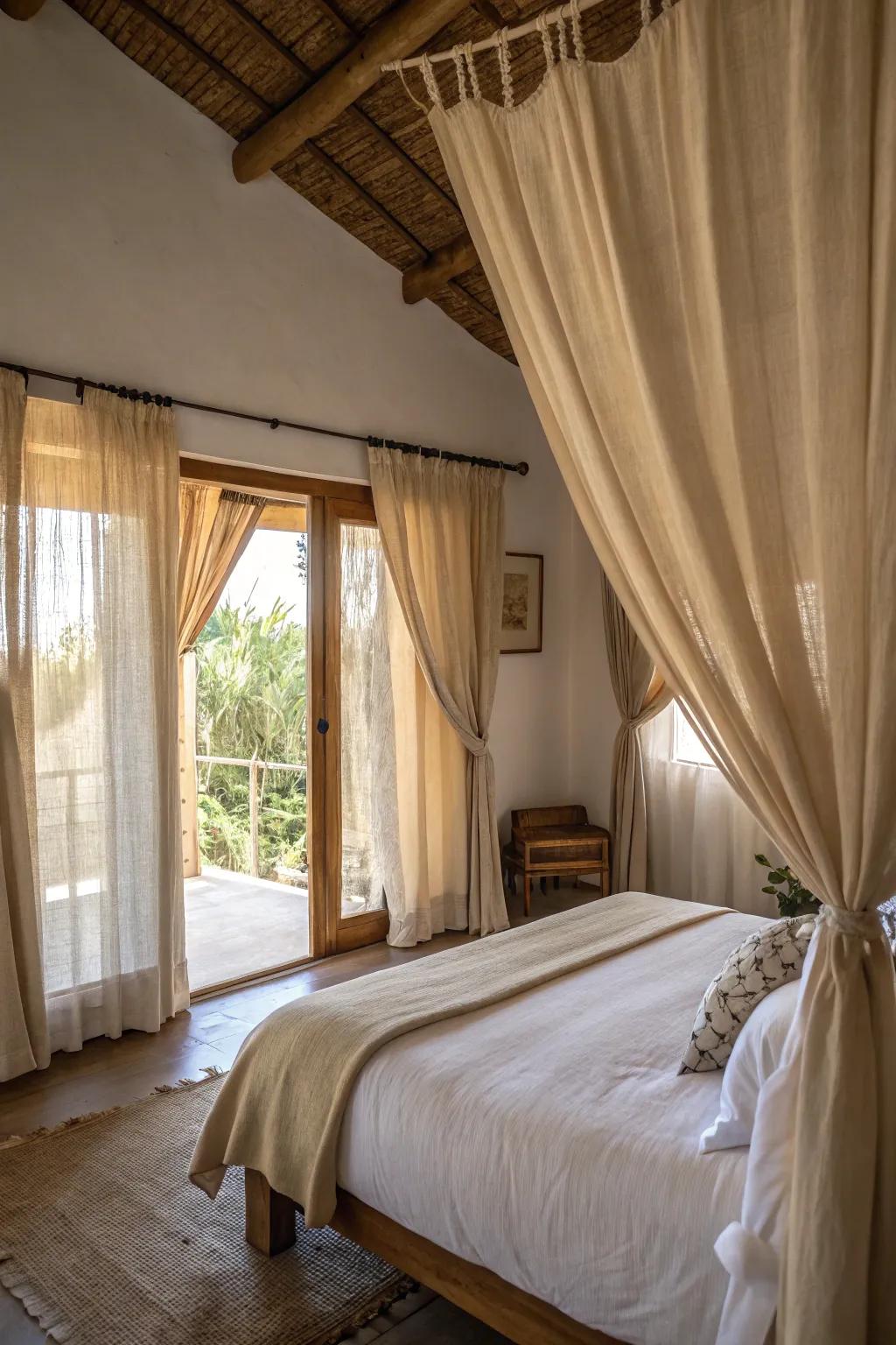 Flax fabrics incorporate warmth and texture to your decor.