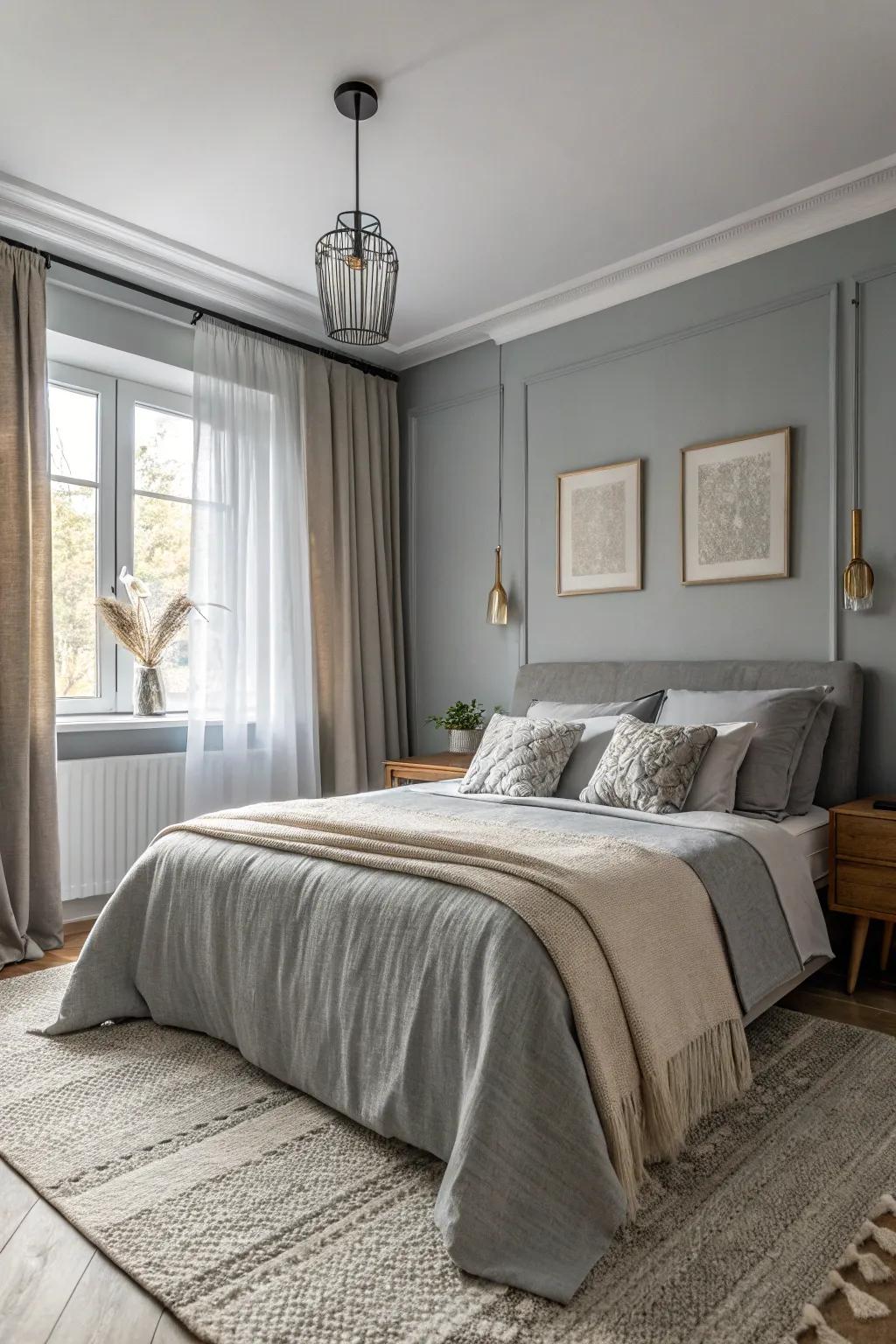 A soothing gray base for a relaxing retreat.
