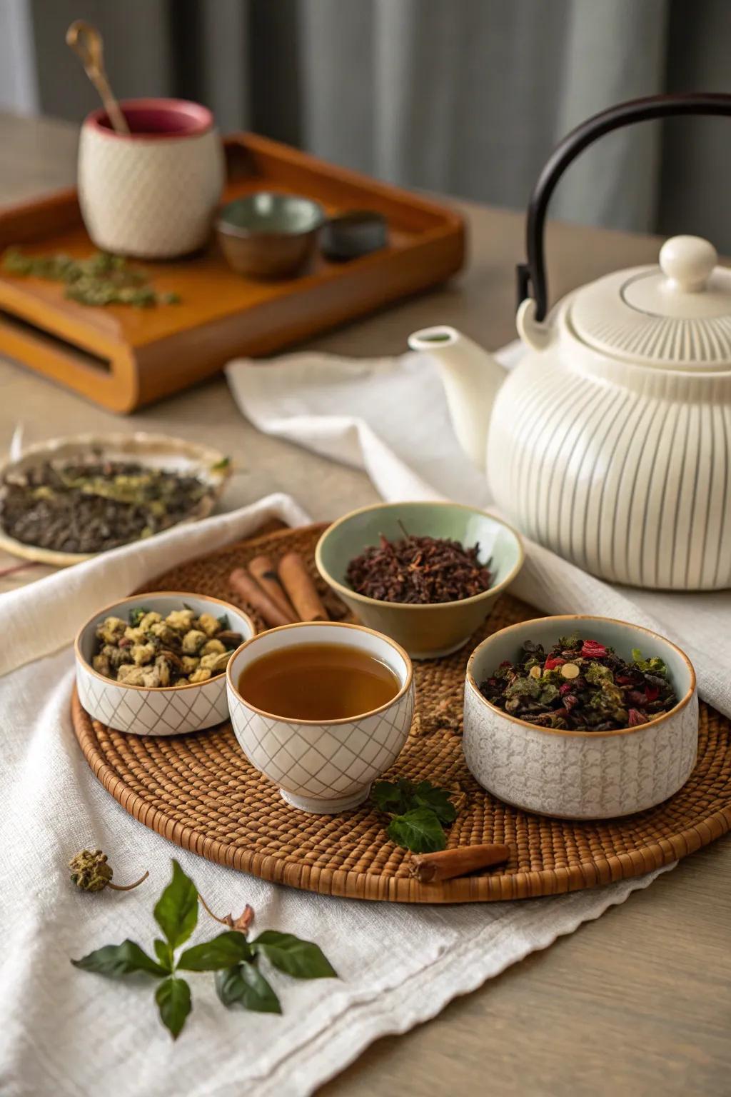 A aromatic botanical beverage set is perfect for calming beverage rituals.