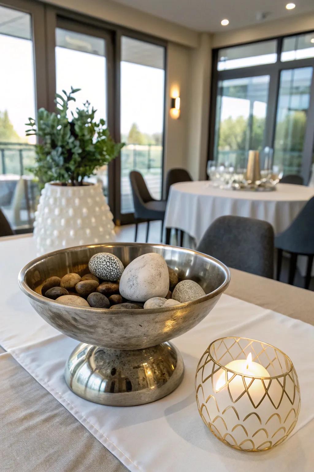 A chic mix of metallic and stone for a sophisticated touch.