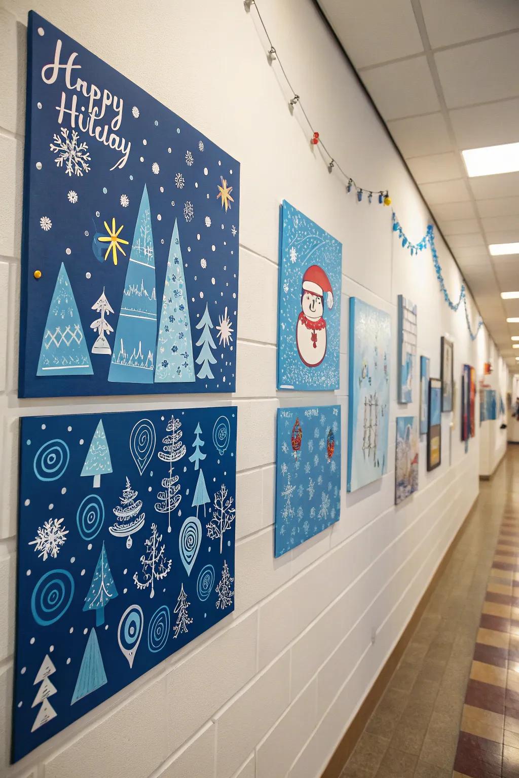 Stylish blue holiday wall art