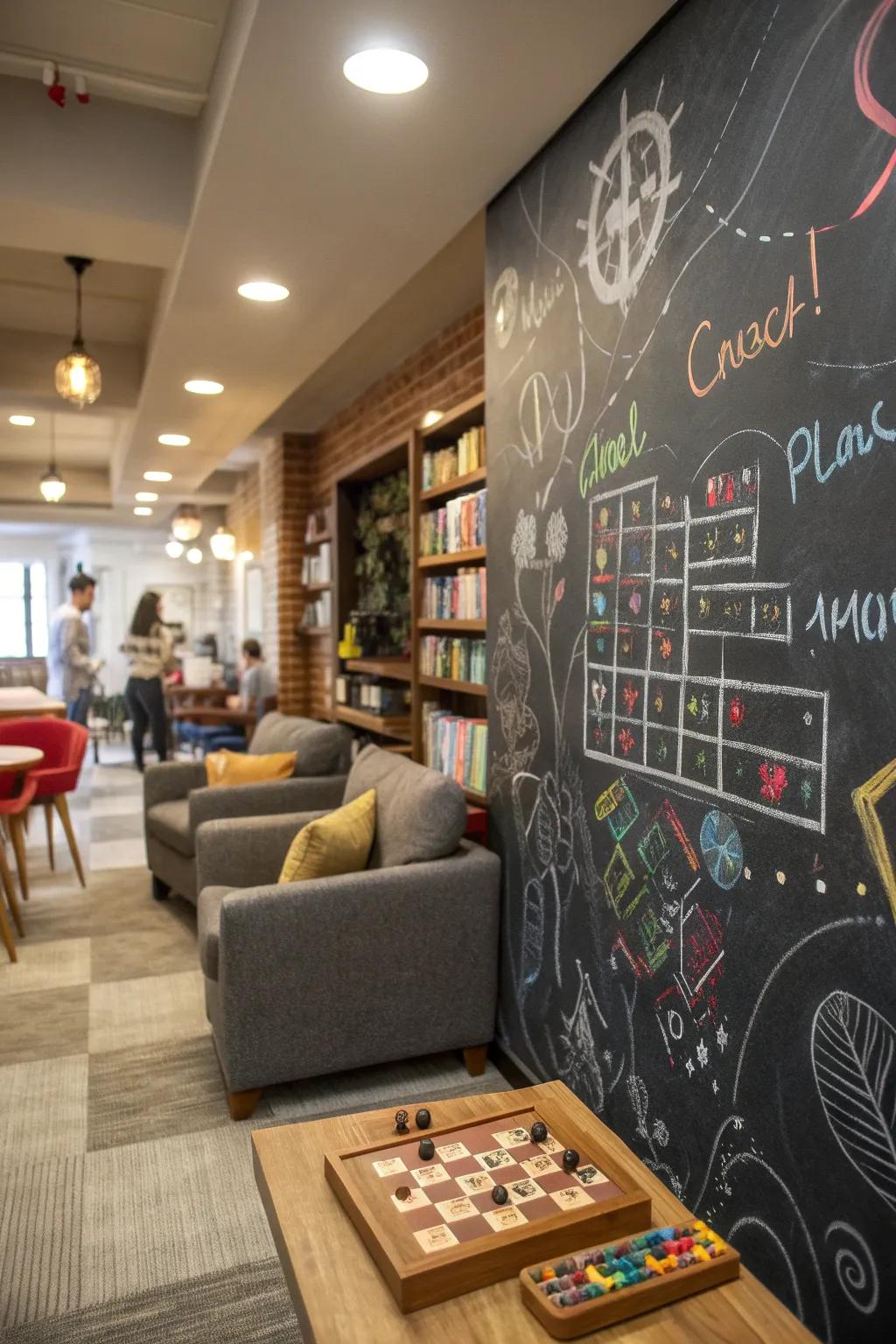 Interactive walls encourage creativity and add a playful element to the space.
