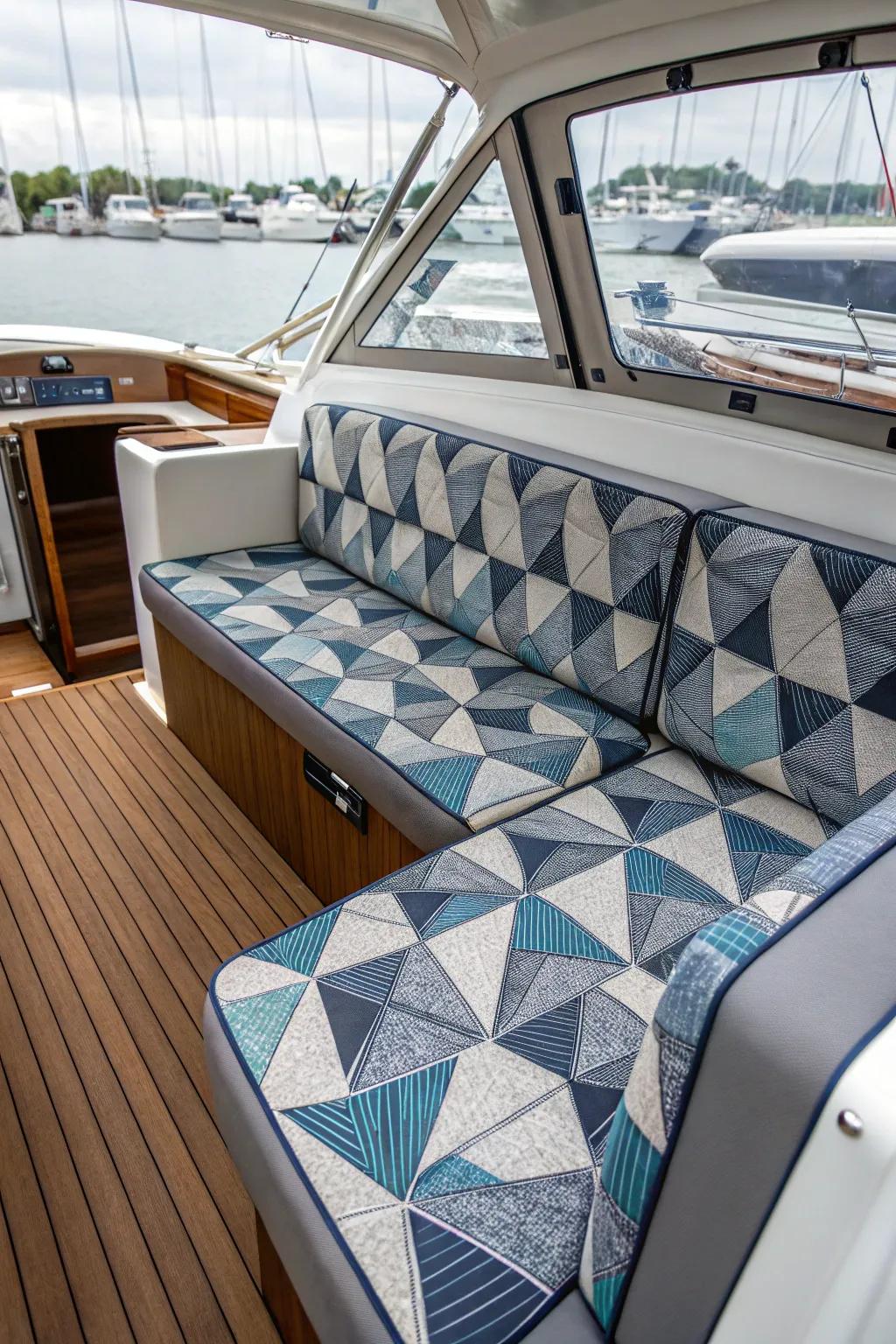 Create a bold impression with geometric patterns that inject modern flair into your boat.