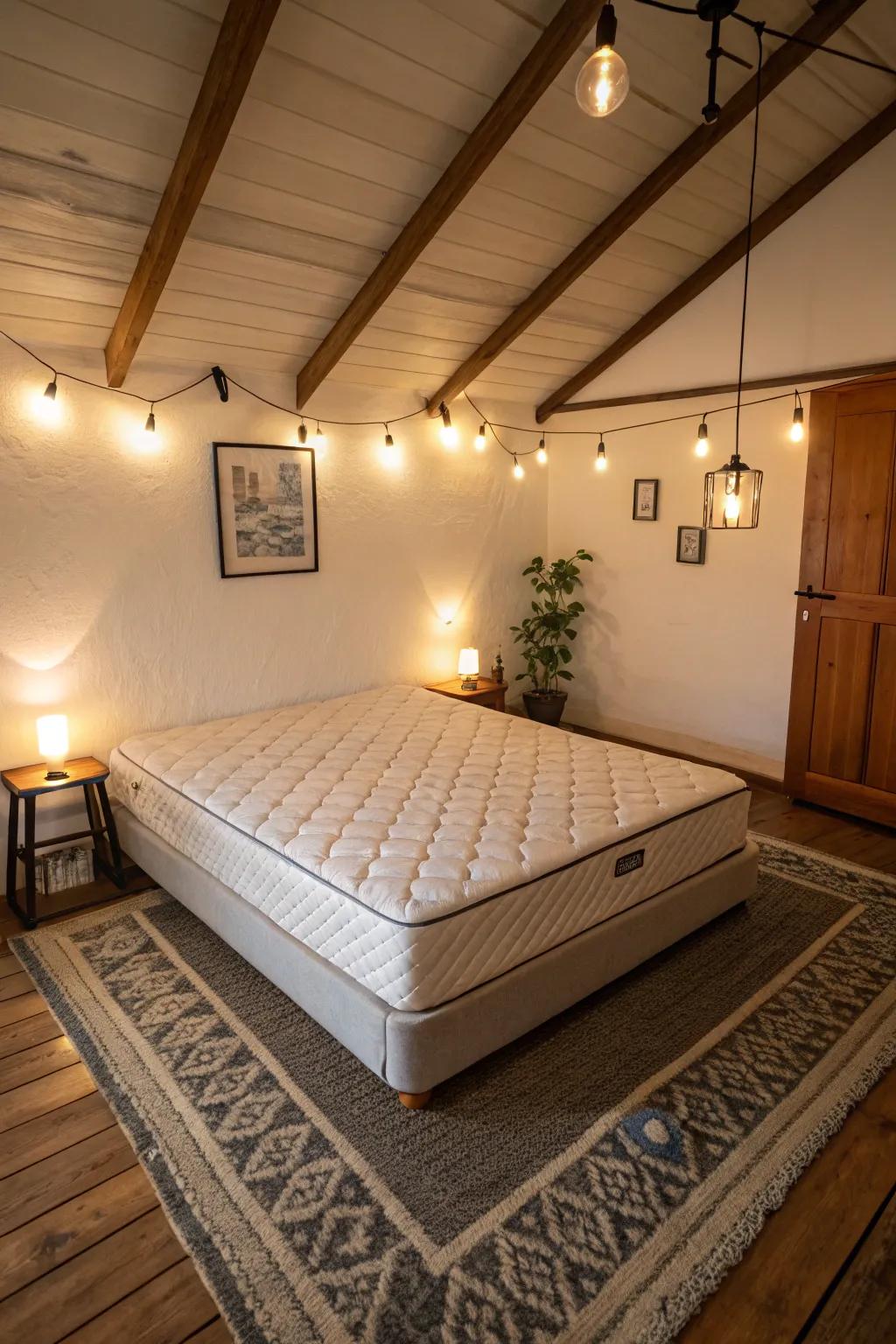 Dim lighting creates an intimate and warm space.