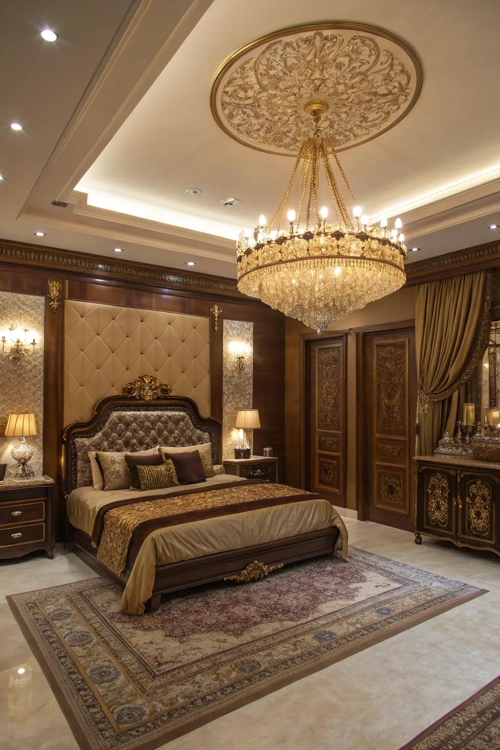 Statement illumination adds flair and elevates the area.