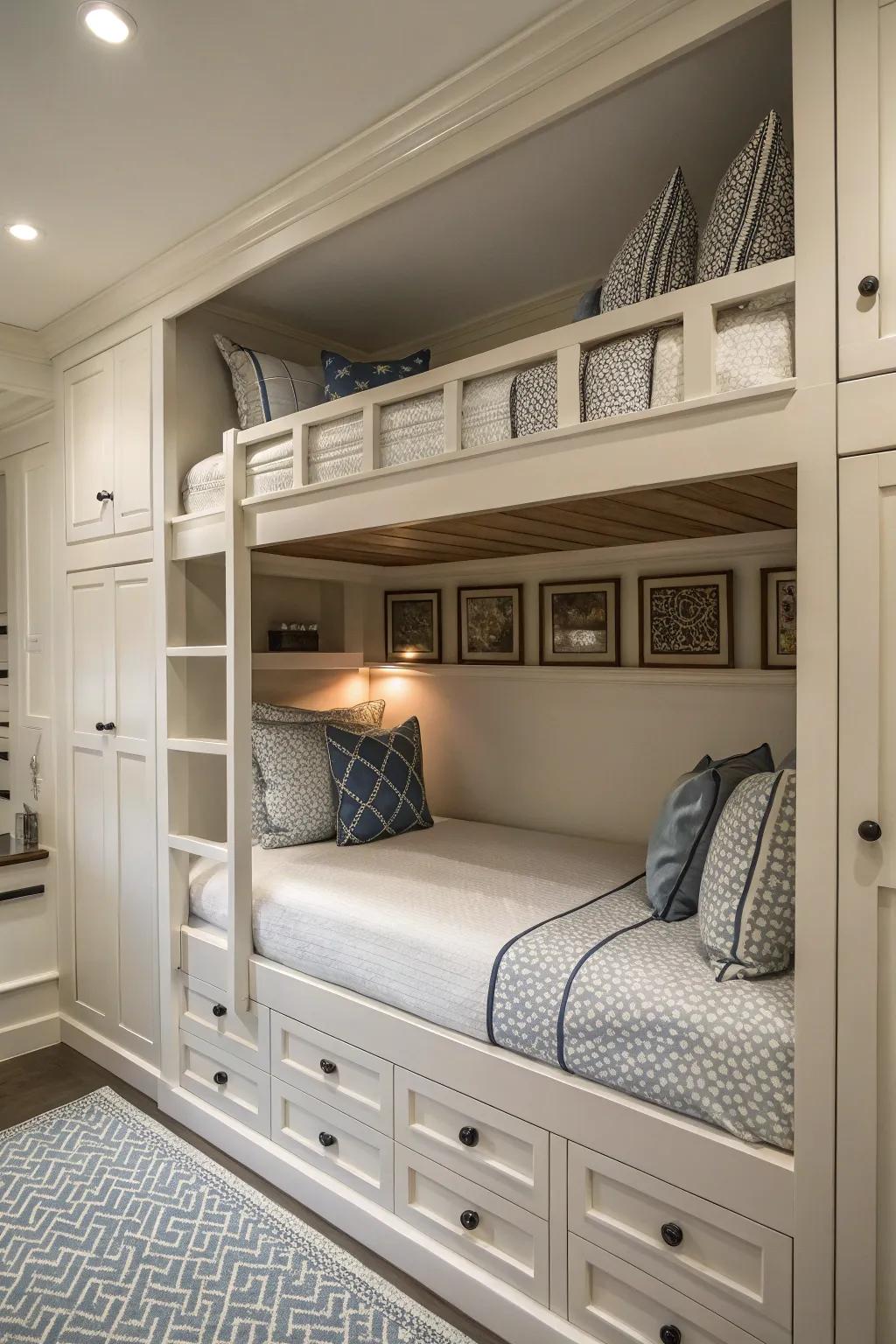 Balance in design: symmetrical bunk beds for a harmonious feel.