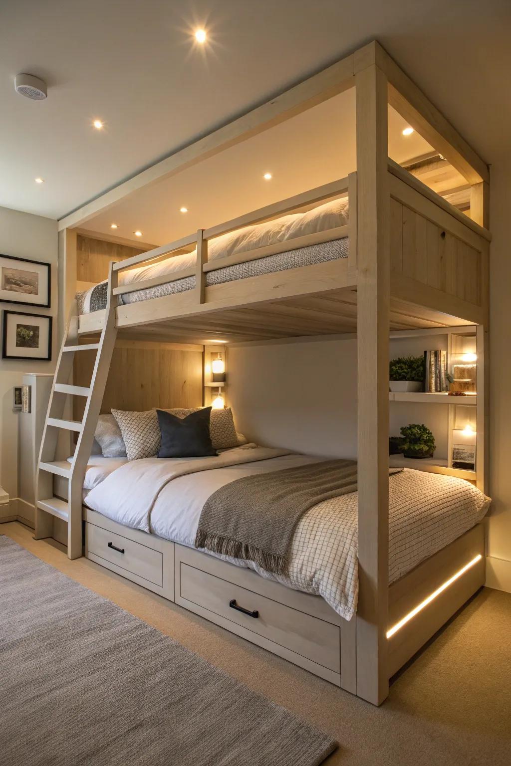 Under-bed ambient lighting creates a warm, soft glow across your bedroom.