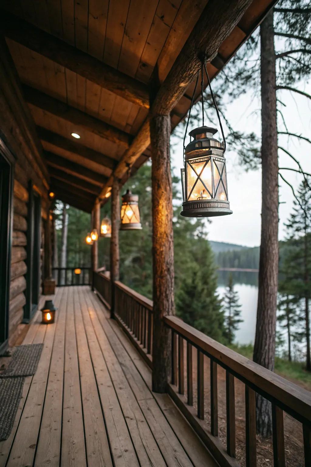 Retro lanterns adding character and light.