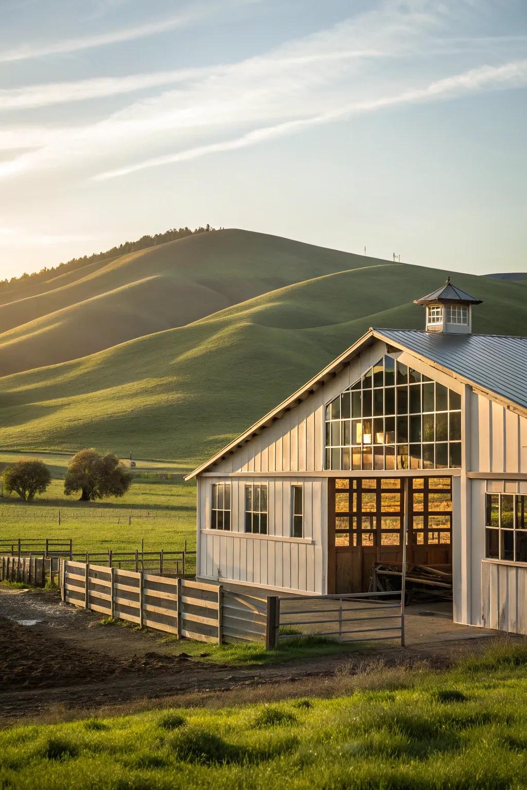 A strategically placed calf barn that uses natural elements.
