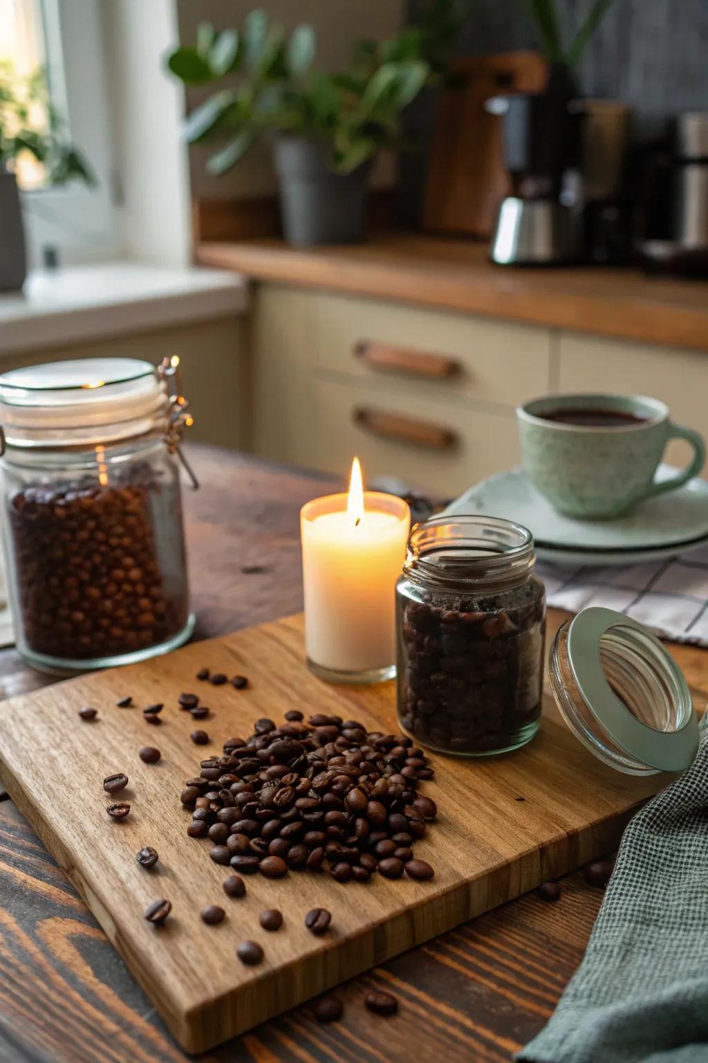 Luxurious aroma with coffee bean vessels.