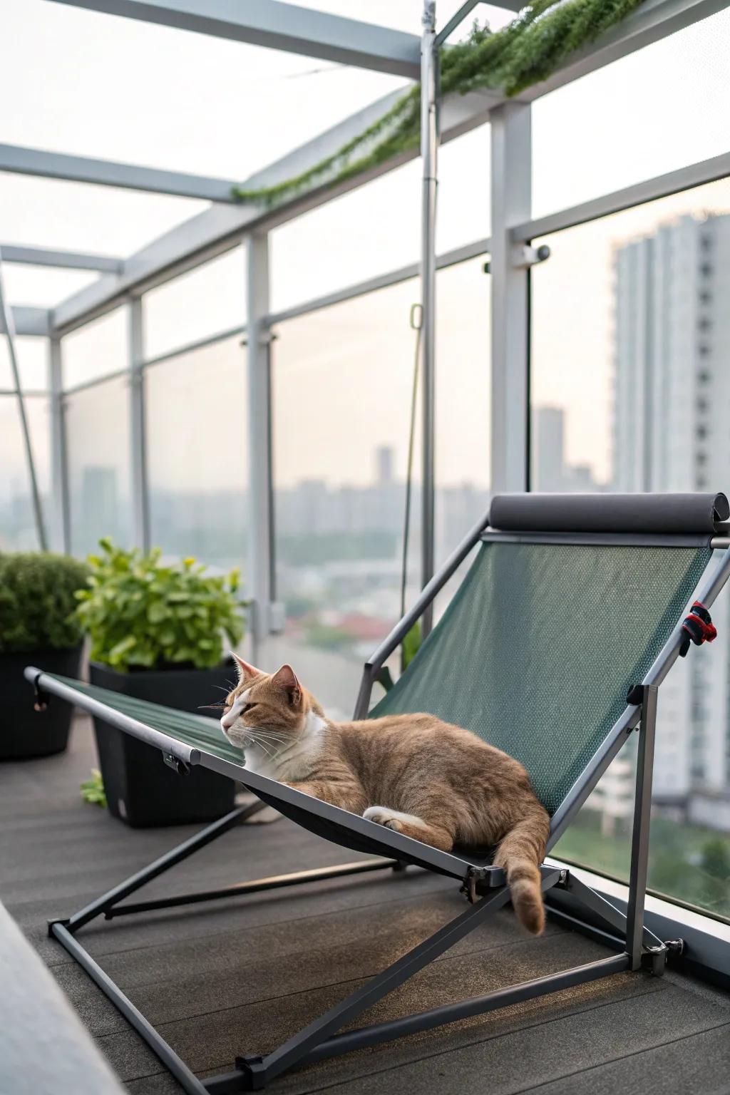 Folding items aid in maximizing area on smaller balconies.
