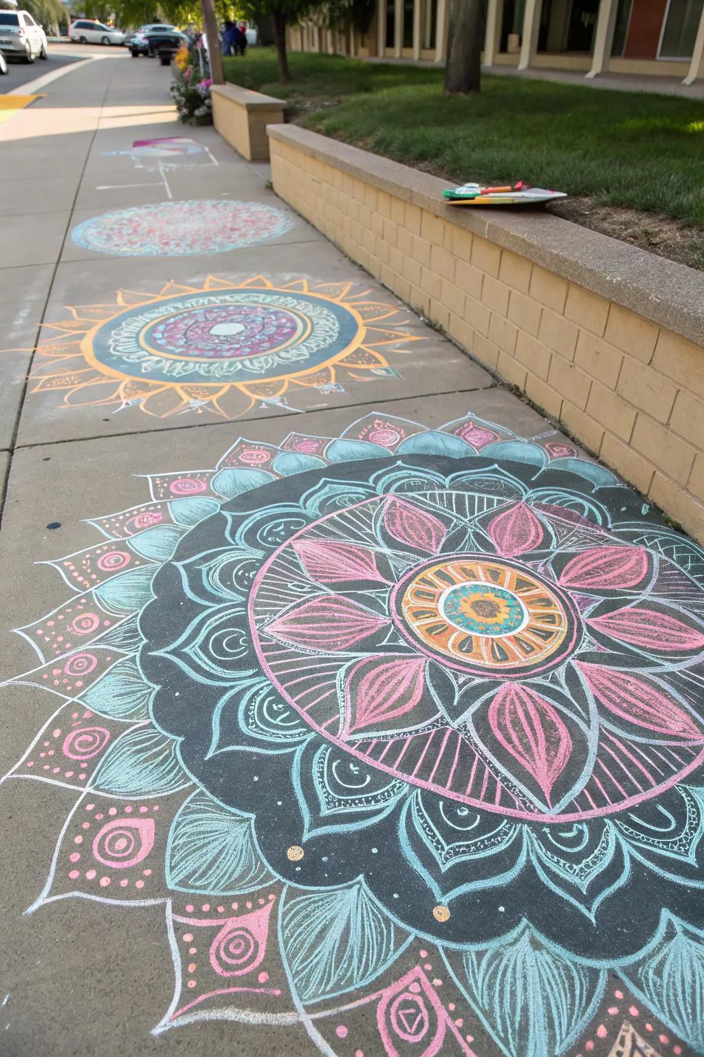A serene crayon circular art offering peace and beauty.