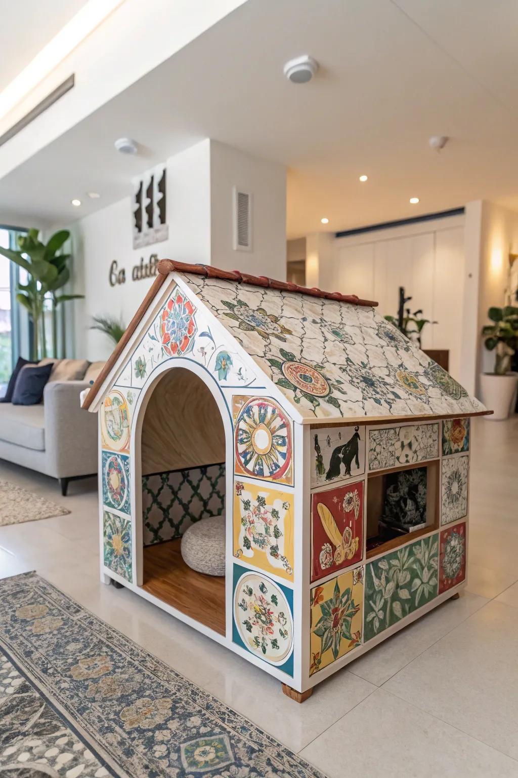 With creative accents, make your dog kennel the center of attention.