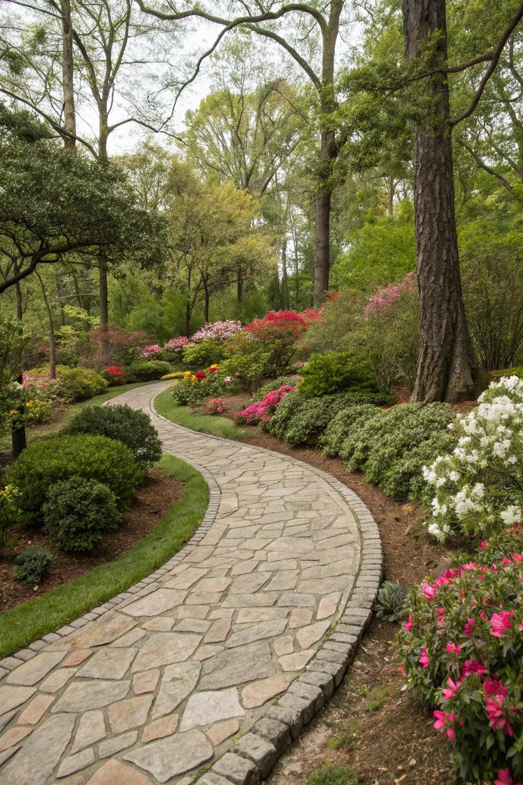 Natural stone pathways provide elegance and charm.