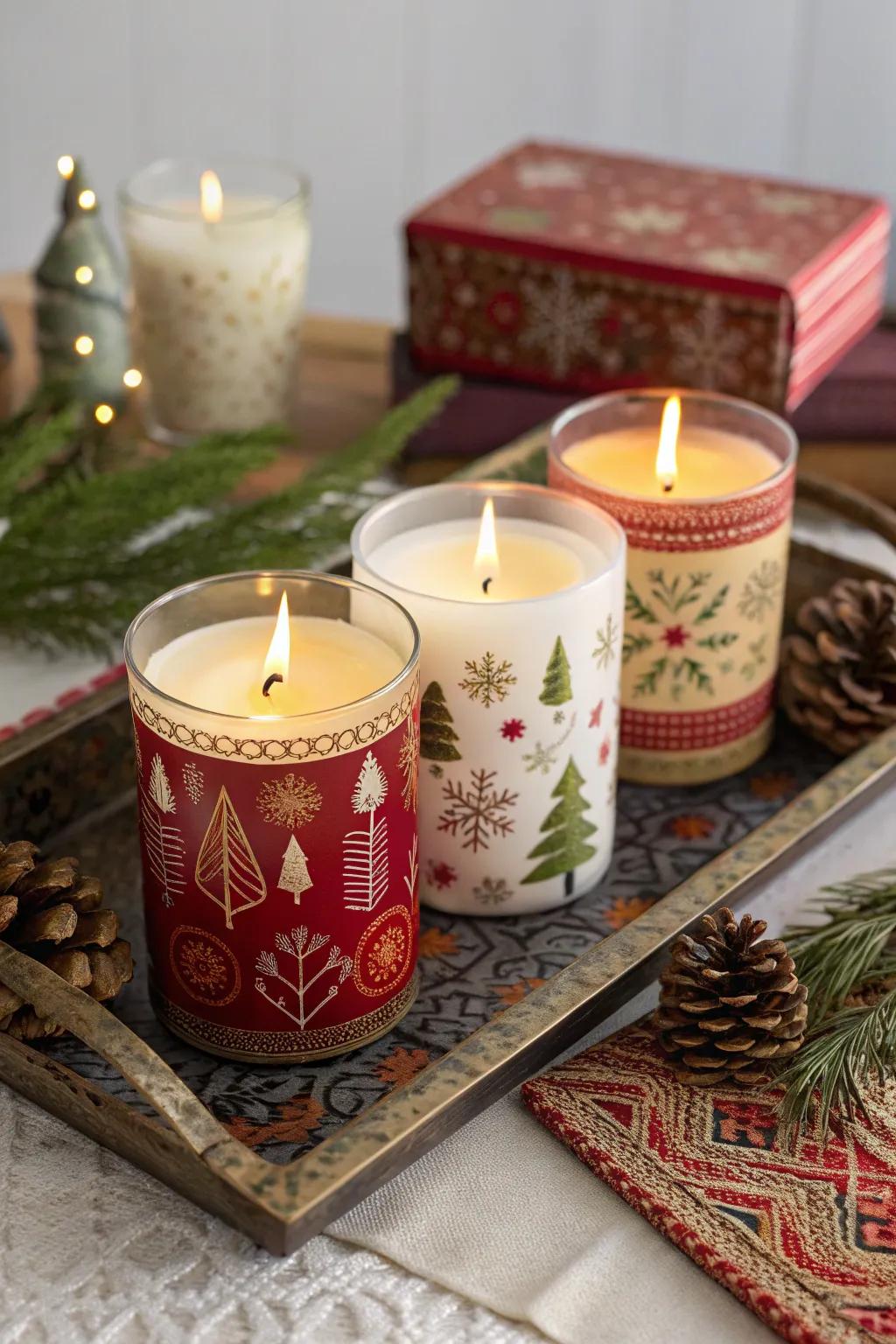 Holiday-scented sticks breathing the essence of Christmas into existence.