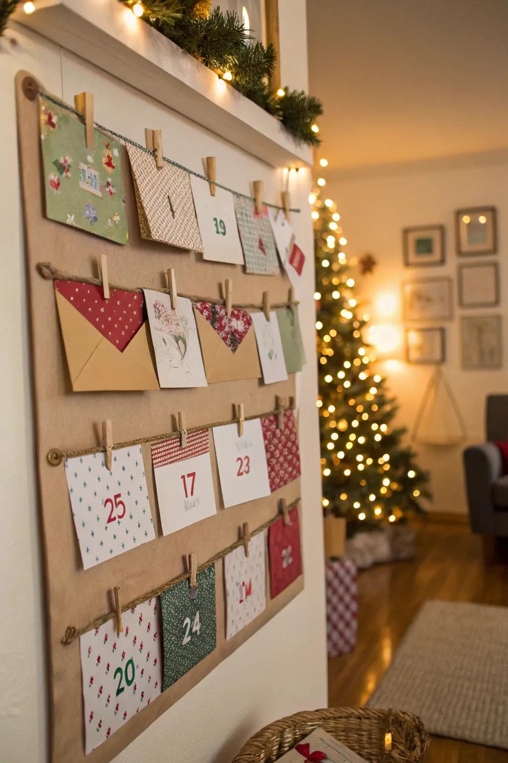 A DIY advent calendar adds a personal and decorative touch to your home.